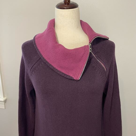 Soft Surroundings Sweater Dress Pockets Funnel Turtleneck Thick Knit Purple Sz S - Picture 6 of 14